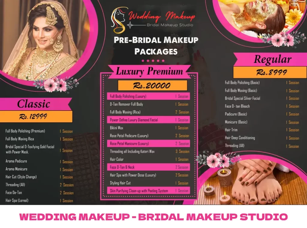 pre bridal makeup packages list in patna